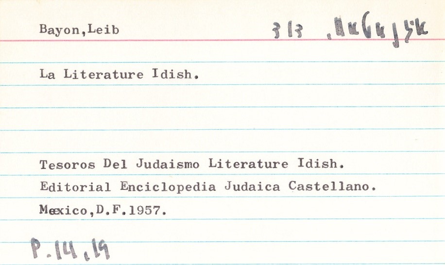 Digitized Card from Card Catalog